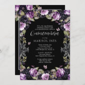 Quinceañera Gótica Morada y Negra con Flores Moody Kaart (Voorkant / Achterkant)