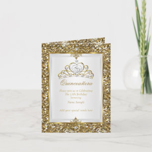Quinceanera Goud Glitter Witte Parel Tiara Foto
