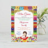 Quinceanera Goud Kleurrijke Mexicaanse Miss Quince Kaart (Staand voorkant)