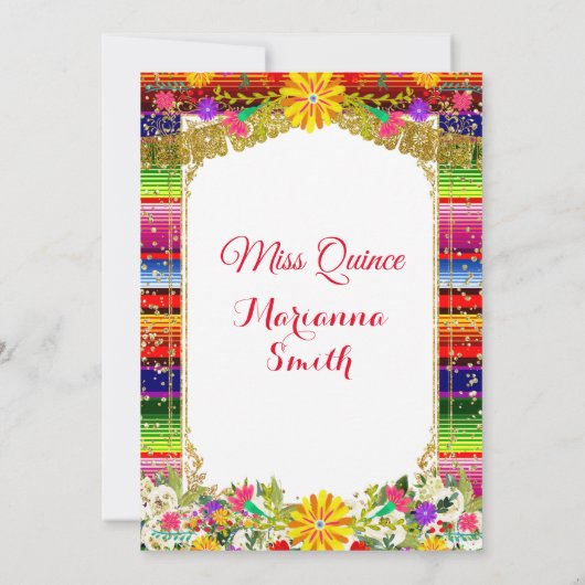 Quinceanera Goud Kleurrijke Mexicaanse Miss Quince Kaart (Achterkant)