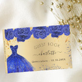 Quinceanera goud koninklijk blauw jurkje bloemen g gastenboek