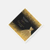 Quinceanera gouden faux glitter servet (Hoek)