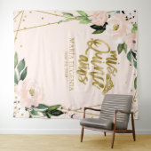 Quinceanera Gouden Folie Blush Roze Bloemenachterg Wandkleed (In Situ (horizontaal))