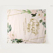 Quinceanera Gouden Folie Blush Roze Bloemenachterg Wandkleed (Voorkant (horizontaal))