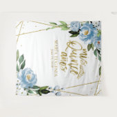 Quinceanera Gouden Folie Stoffig Blauw Bloemen Ach Wandkleed (Voorkant (horizontaal))