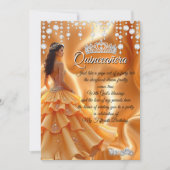 Quinceanera Gouden Geel Sinaasappel Koets Tiara Kaart (Voorkant)