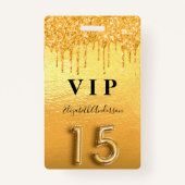 Quinceanera gouden glitter druppels badge (Voorkant)