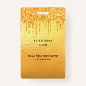 Quinceanera gouden glitter druppels badge (Achterkant)