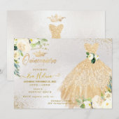 Quinceañera, Gouden Glitters Gown Cream Rozen Kaart (Voorkant / Achterkant)