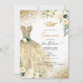 Quinceañera, Gouden Glitters Gown Cream Rozen Kaart (Achterkant)