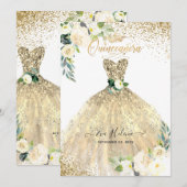 Quinceañera, Gouden Glitters Gown Cream Rozen Kaart (Voorkant / Achterkant)