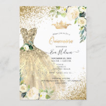 Quinceañera, Gouden Glitters Gown Cream Rozen