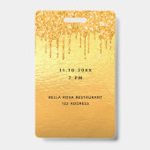 Quinceanera gouden glitterslijpsels badge (Achterkant)