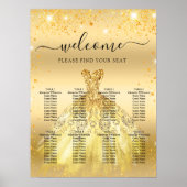 Quinceanera gouden jurk bloemen zitgrafiek poster (Voorkant)