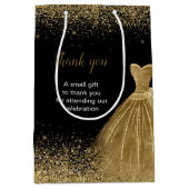 Quinceanera gouden jurk faux glitter medium cadeauzakje (Voorkant)