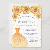 Quinceanera gouden jurk floraal glamoureus kaart (Voorkant)