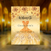 Quinceanera gouden jurk rozen feest welkomstbord poster