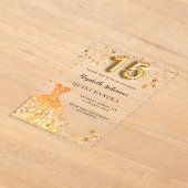 Quinceanera gouden jurk sterren Clear Acryl Uitnodigingen (Laagn)