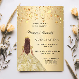 Quinceanera gouden jurk sterren kaart