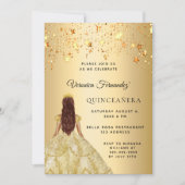 Quinceanera gouden jurk sterren kaart (Voorkant)