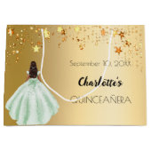 Quinceanera gouden sterren groene jurk groot cadeauzakje (Voorkant)