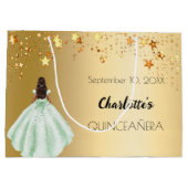 Quinceanera gouden sterren groene jurk groot cadeauzakje (Achterkant)