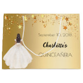 Quinceanera gouden sterren ivoren jurk groot cadeauzakje (Voorkant)