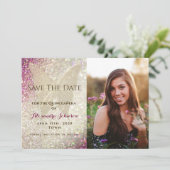 Quinceañera Gouden Vlinder Save The Date (Staand voorkant)