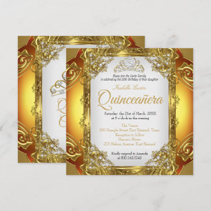 Quinceanera Gouden Witte Parel Kant Kroon Verjaard Kaart