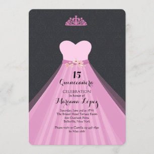 Quinceañera Gown Birthday Party Invitation Kaart