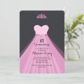 Quinceañera Gown Verjaardagsfeestje Uitnodiging (Staand voorkant)