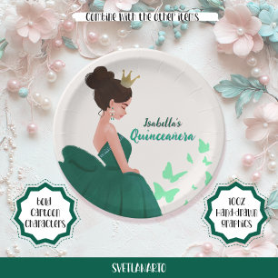 Quinceañera Green Elegant Princess Paper Bord