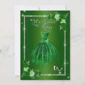 Quinceanera Green en Silver Floral Elegant Kaart (Voorkant)