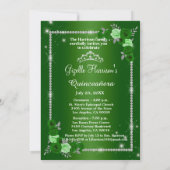Quinceanera Green en Silver Floral Elegant Kaart (Achterkant)