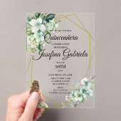 Quinceanera green floral acryl uitnodigingen (Insitu (Draagbaar))