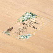 Quinceanera green floral acryl uitnodigingen (Laagn)