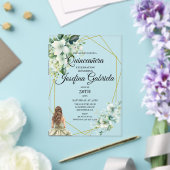 Quinceanera green floral acryl uitnodigingen (Insitu (Huwelijk))