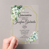 Quinceanera green floral acryl uitnodigingen (Insitu (Draagbaar))