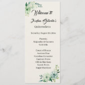 Quinceanera green floral double side program card  programmakaart (Voorkant)