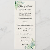 Quinceanera green floral double side program card  programmakaart (Achterkant)