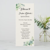 Quinceanera green floral double side program card  programmakaart (Staand voorkant)