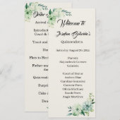 Quinceanera green floral double side program card  programmakaart (Voorkant / Achterkant)