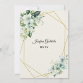 Quinceañera Green floral Invitation Kaart (Achterkant)