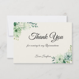 Quinceanera green floral Thank You Card Bedankkaart