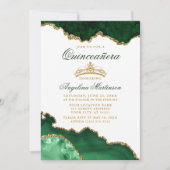 Quinceanera Green Marble Gold Crown Kaart (Voorkant)