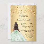 Quinceanera groen goud jurk sterren kaart (Voorkant)