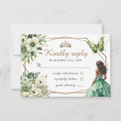 Quinceañera Groen Goud Tiara Bloemvlinder RSVP (Voorkant)