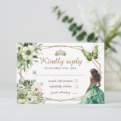 Quinceañera Groen Goud Tiara Bloemvlinder RSVP (Staand voorkant)