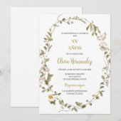 Quinceañera groen lijst uitnodiging (Voorkant / Achterkant)