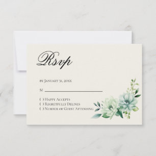 Quinceanera groene bloemrijke antwoord RSVP kaart